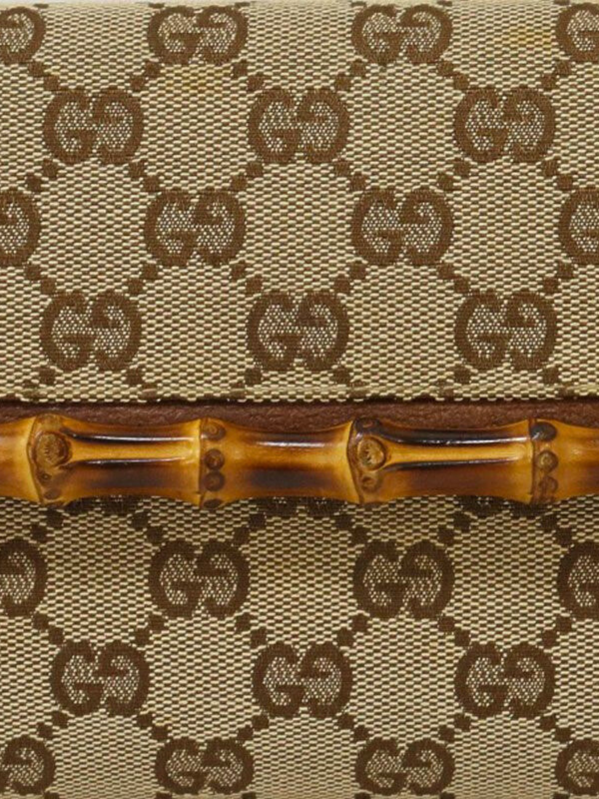 Gucci 2000s Beige Brown GG Bamboo Shoulder Bag