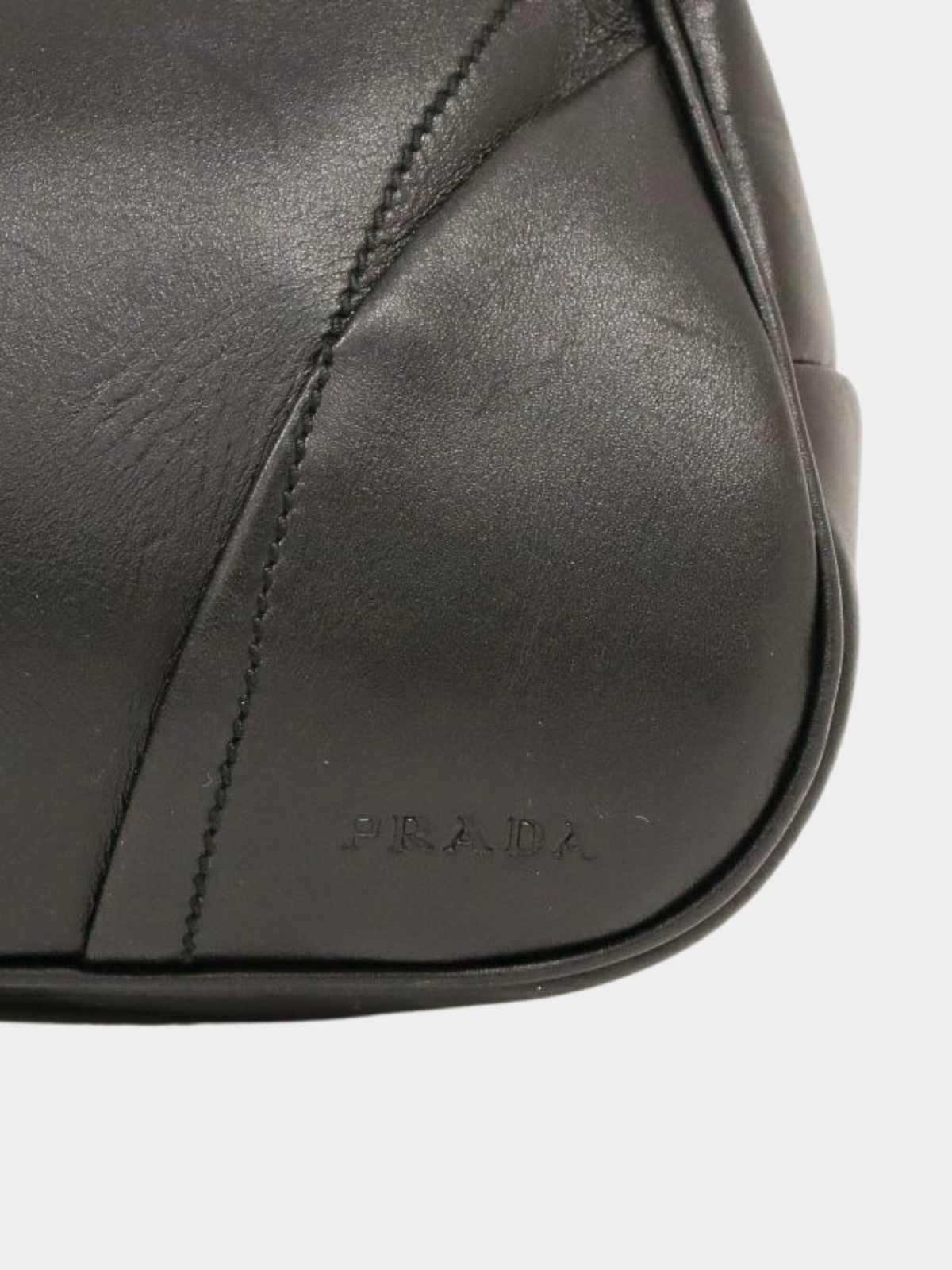 Prada 2000s Black Leather Logo Embossed One-Shoulder Bag