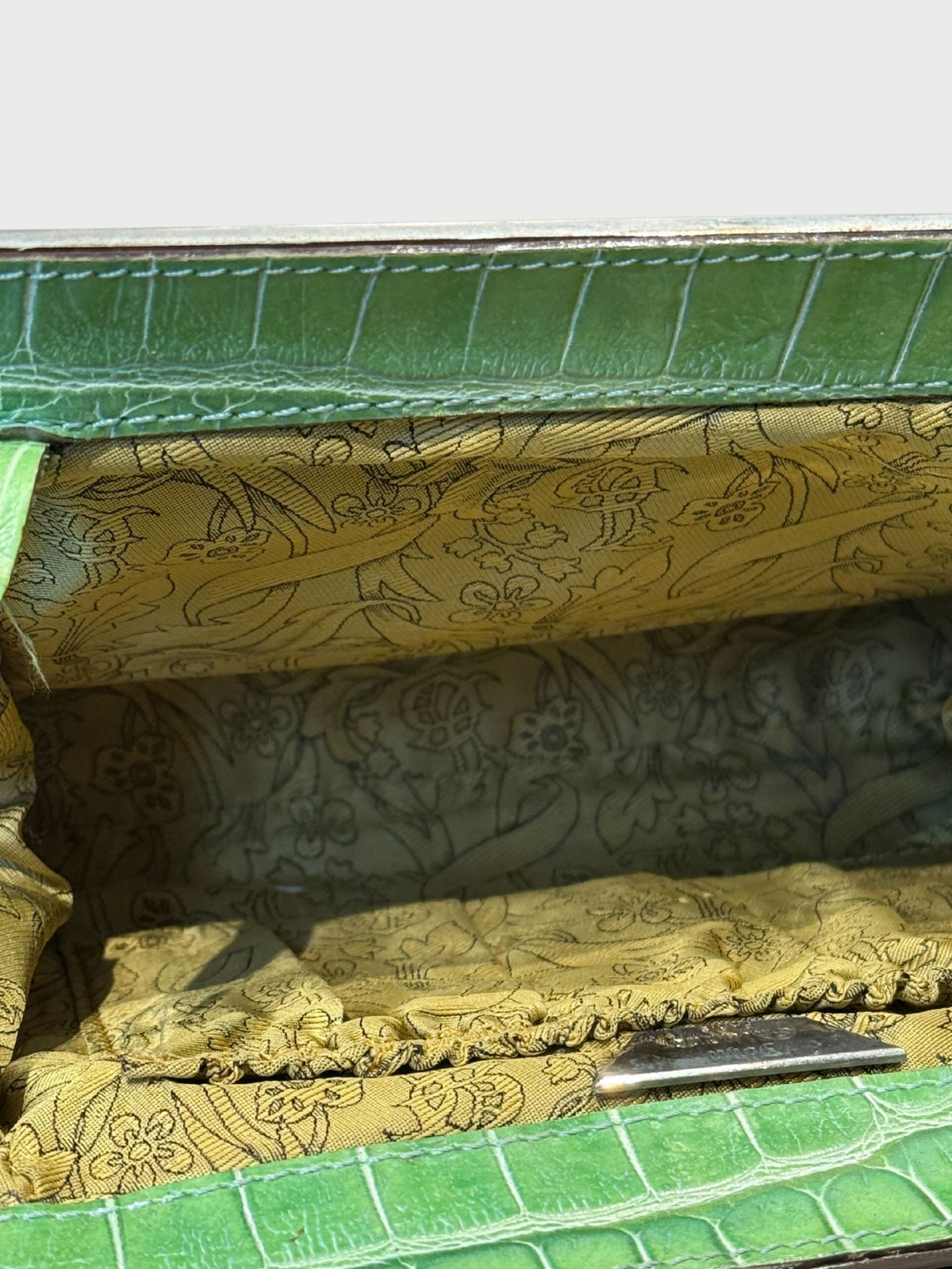 John Galliano 2000s Green Embossed Leather Frame Bag