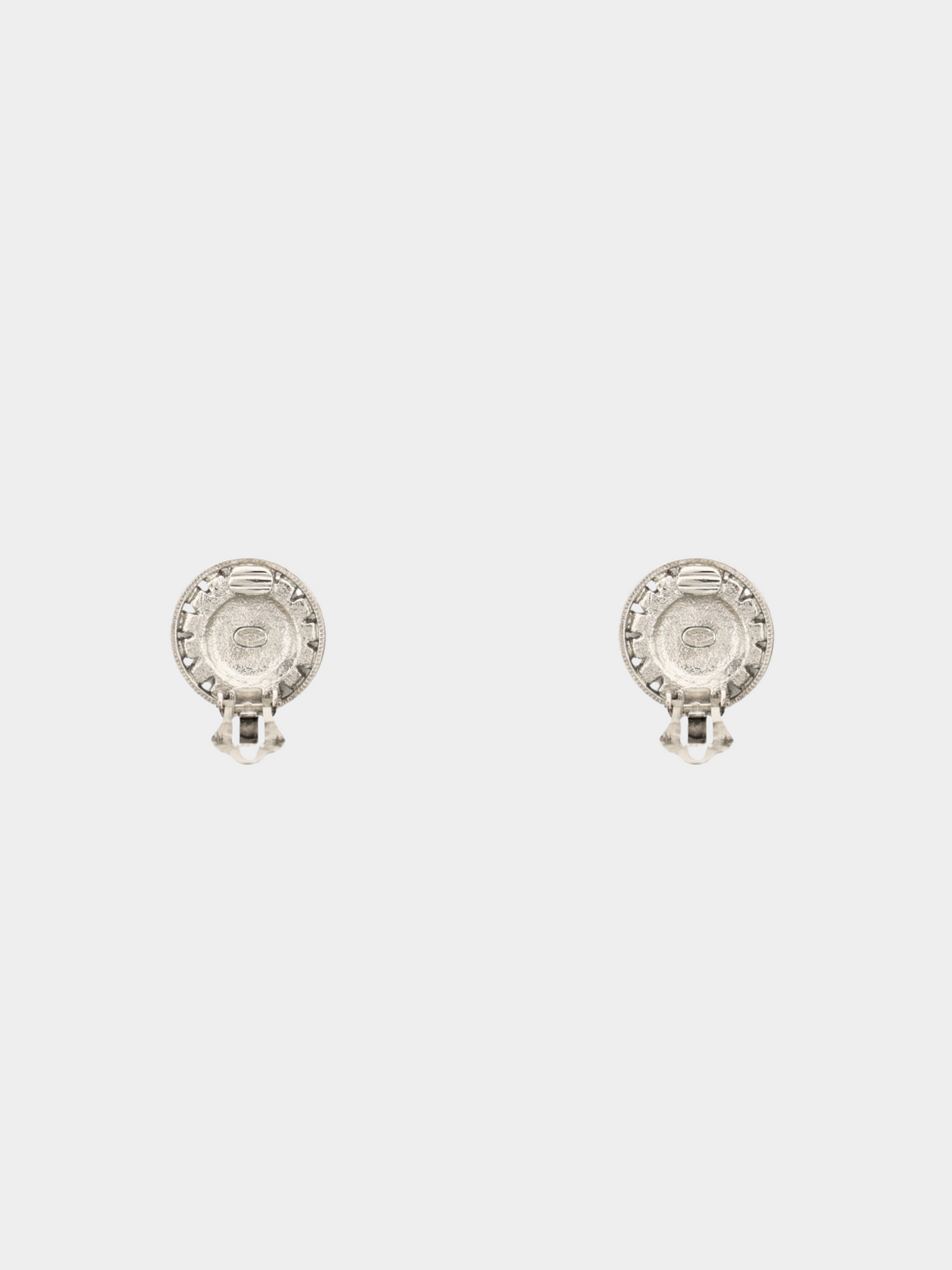 Chanel 2000s Silver CC Round Clip-on Earrings