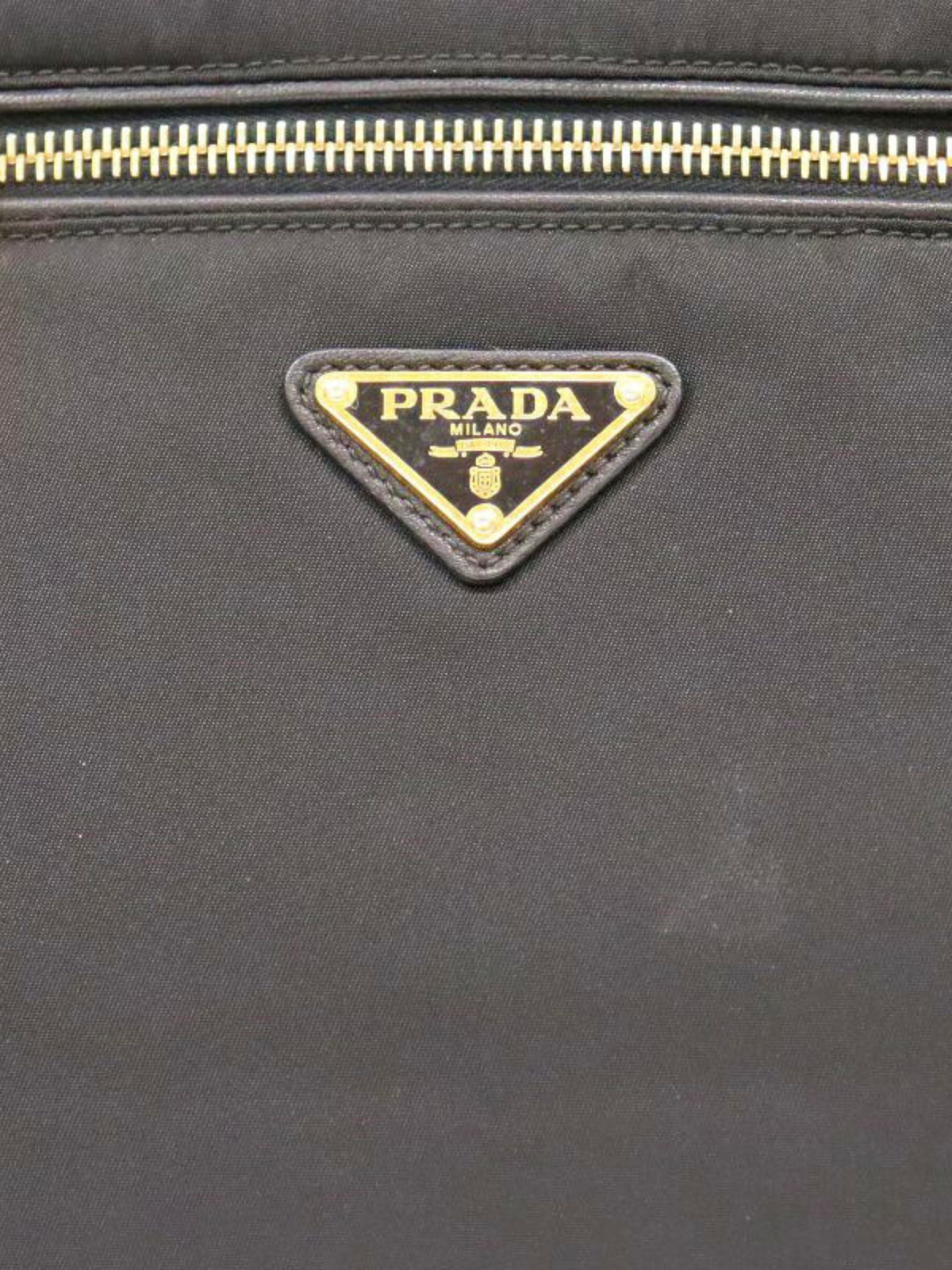 Prada 2000s Black Nylon Leather Triangle Logo Handbag