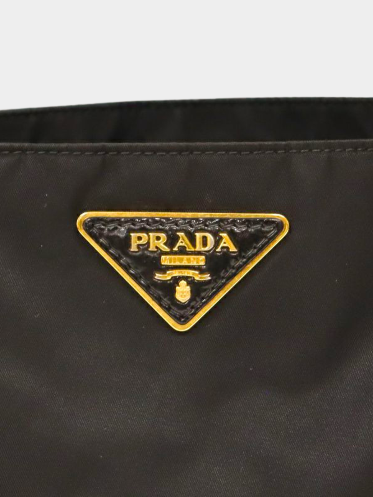 Prada 2000s Black Triangle Logo Nylon Tote Bag