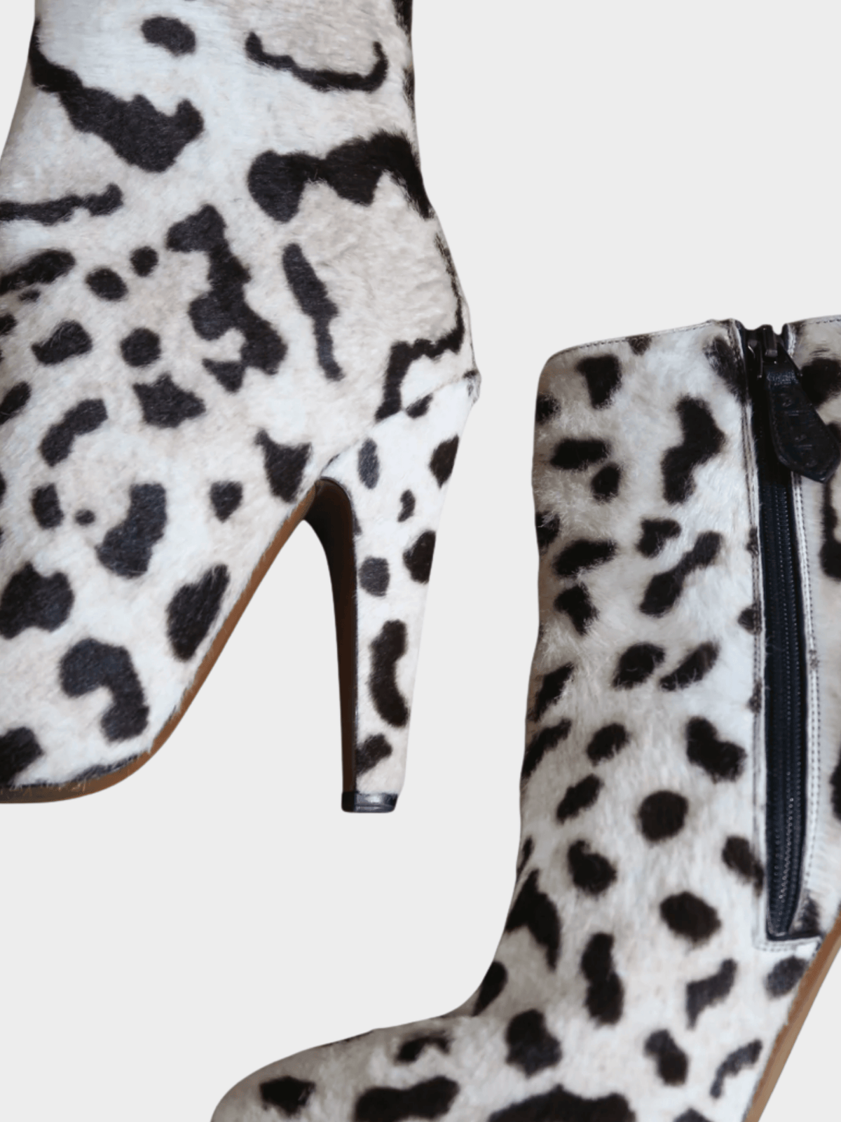 Azzedine Alaïa 2000s White and Black Ponyhair Zebra Print Boots