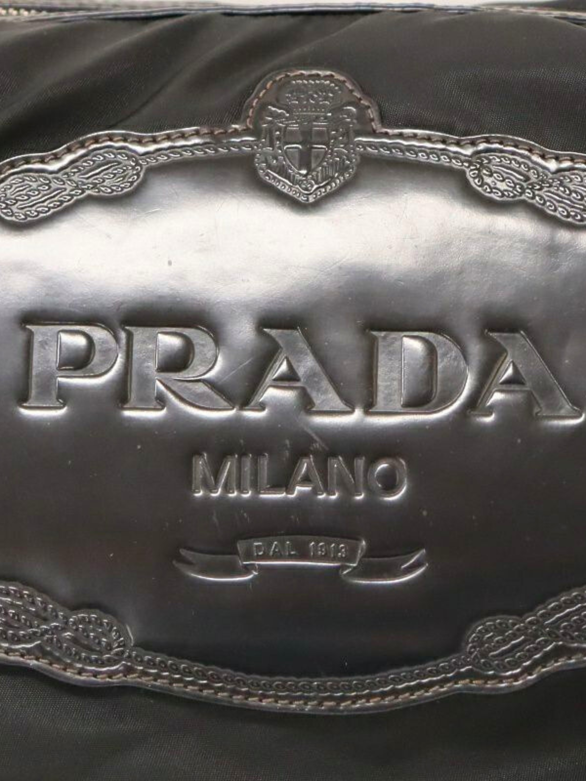 Prada 2000s Black Nylon Leather Logo-Embossed One-Shoulder Bag