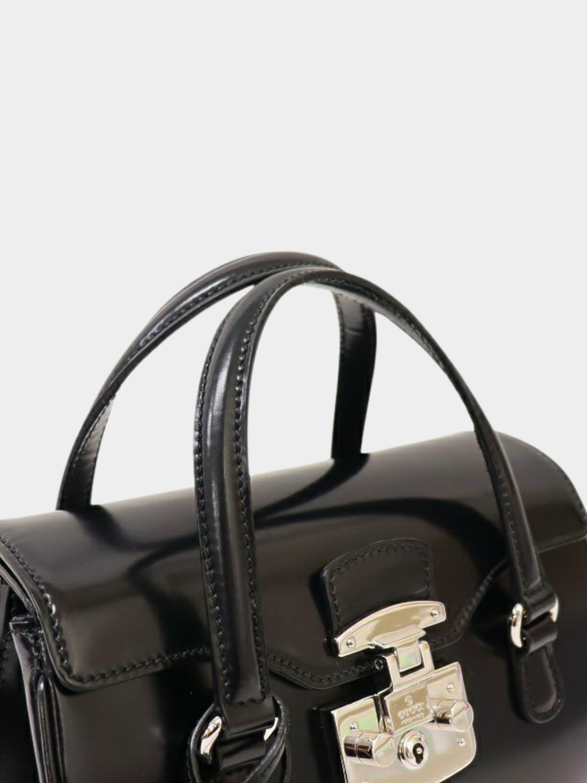 Gucci 2010s Black Leather Lady Lock Handbag