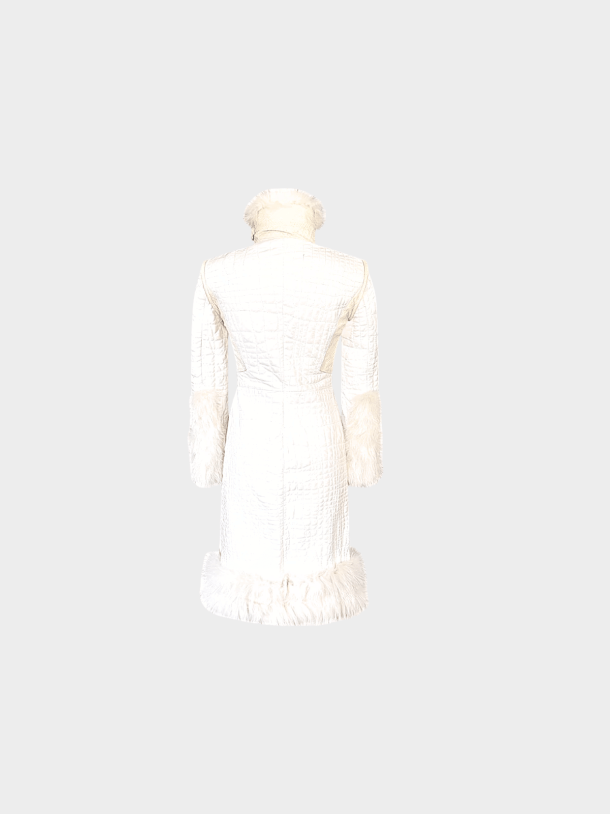 Roberto Cavalli FW 2005 White Leather, Fox & Snake Coat