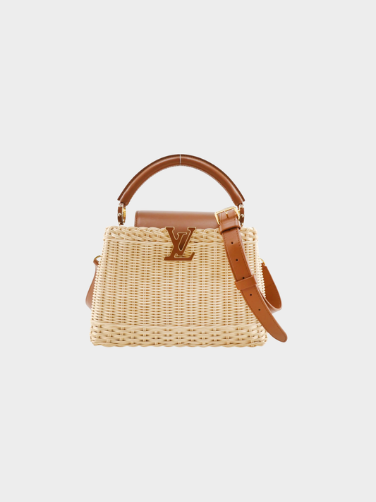 Louis Vuitton 2020s Natural Rattan Calfskin Capucines BB Handbag