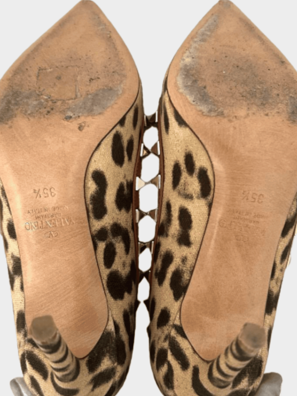 Valentino 2000s Beige Leopard Rockstud Heels