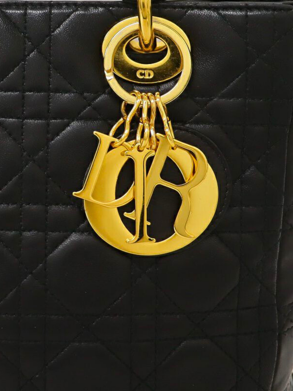 Christian Dior 2000s Black Lady Dior Leather 2-Way Bag