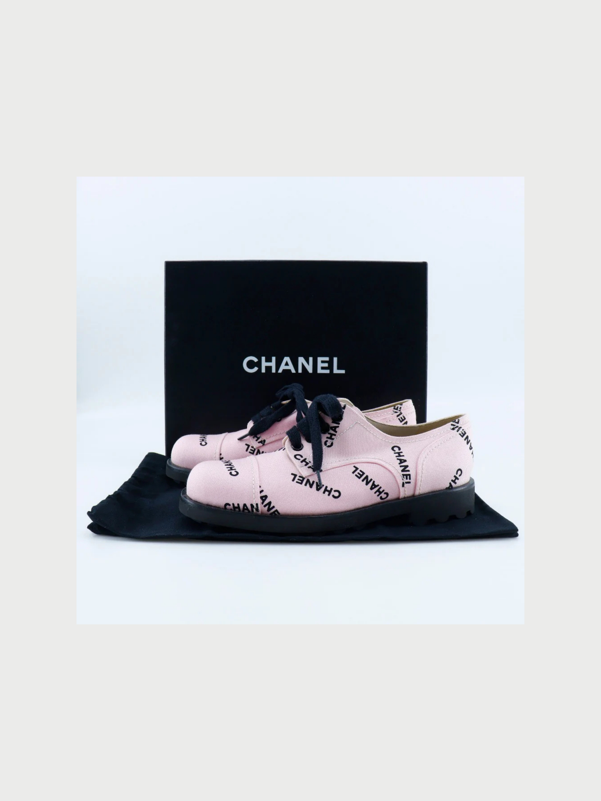 Chanel 1990s Raspberry Logo Print Canvas Sneakers