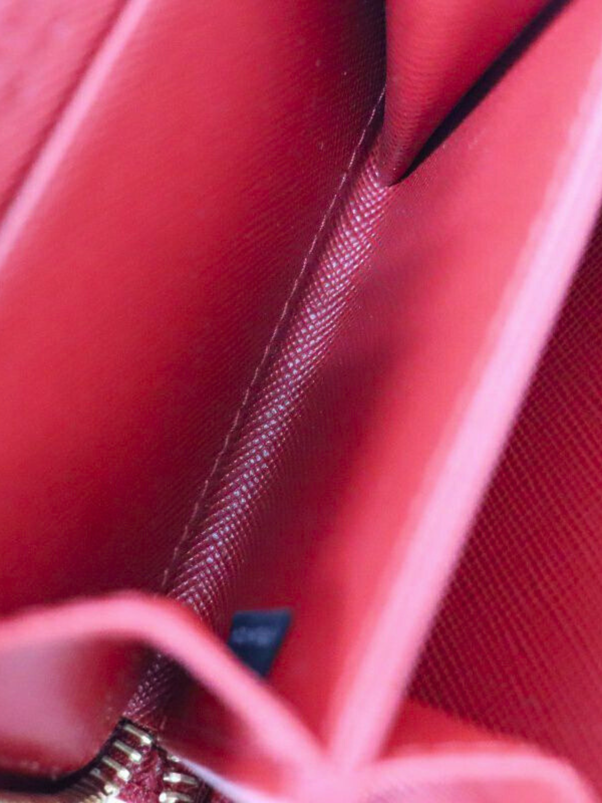 Prada 2010s Red Saffiano Leather Triangle Logo Coin Case