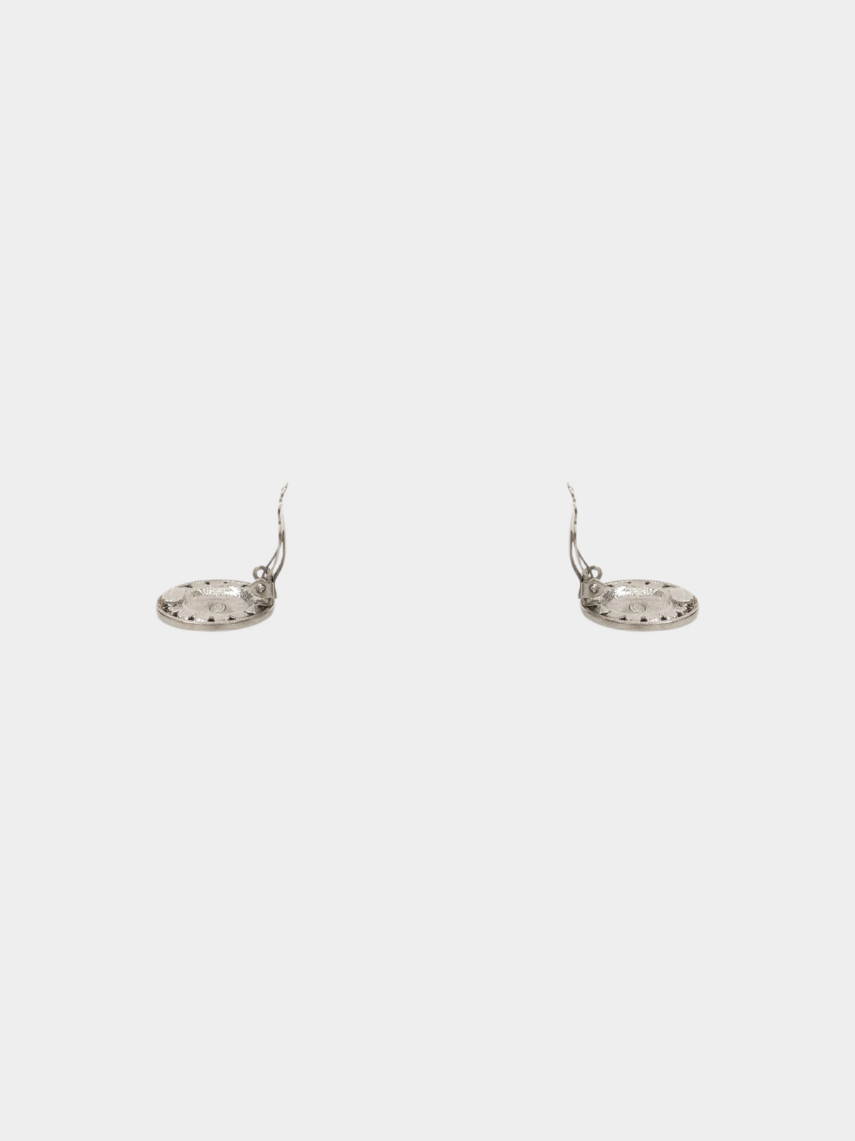 Chanel 2000s Silver CC Round Clip-on Earrings