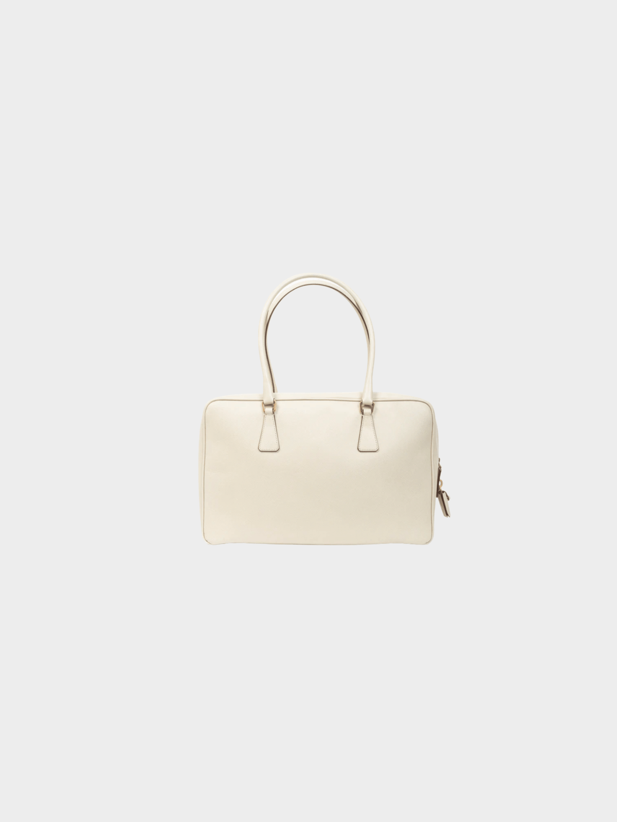 Prada 2010s Bauletto Cream Saffiano Leather Handbag