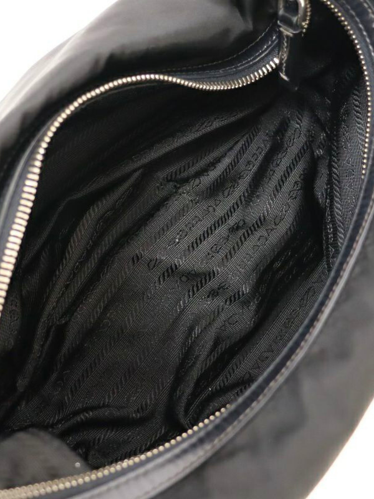 Prada 2000s Black Nylon Leather Logo-Embossed One-Shoulder Bag