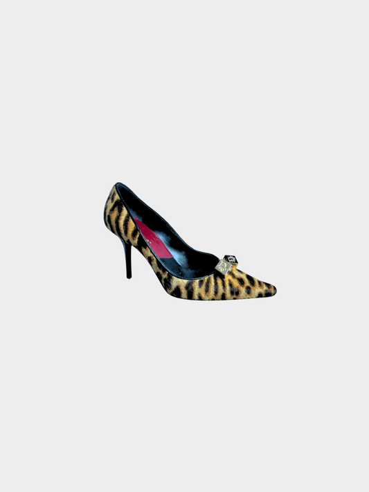 Christian Dior FW 2004 Brown Leopard Gambler Heels