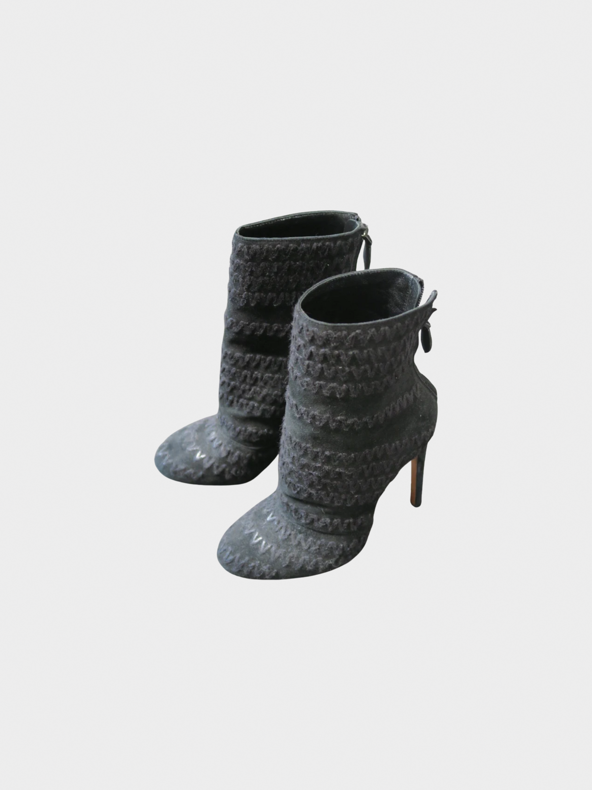 Azzedine Alaïa 2010s Black Suede Zigzag Boots