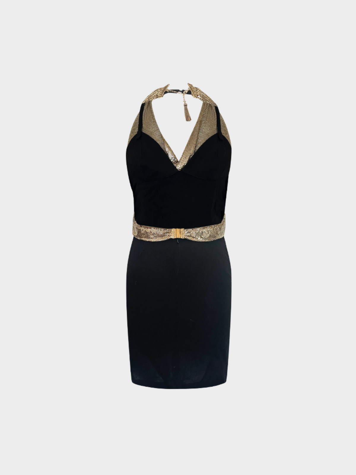 Loris Azzaro FW 1972 Gold and Black Metal Dress
