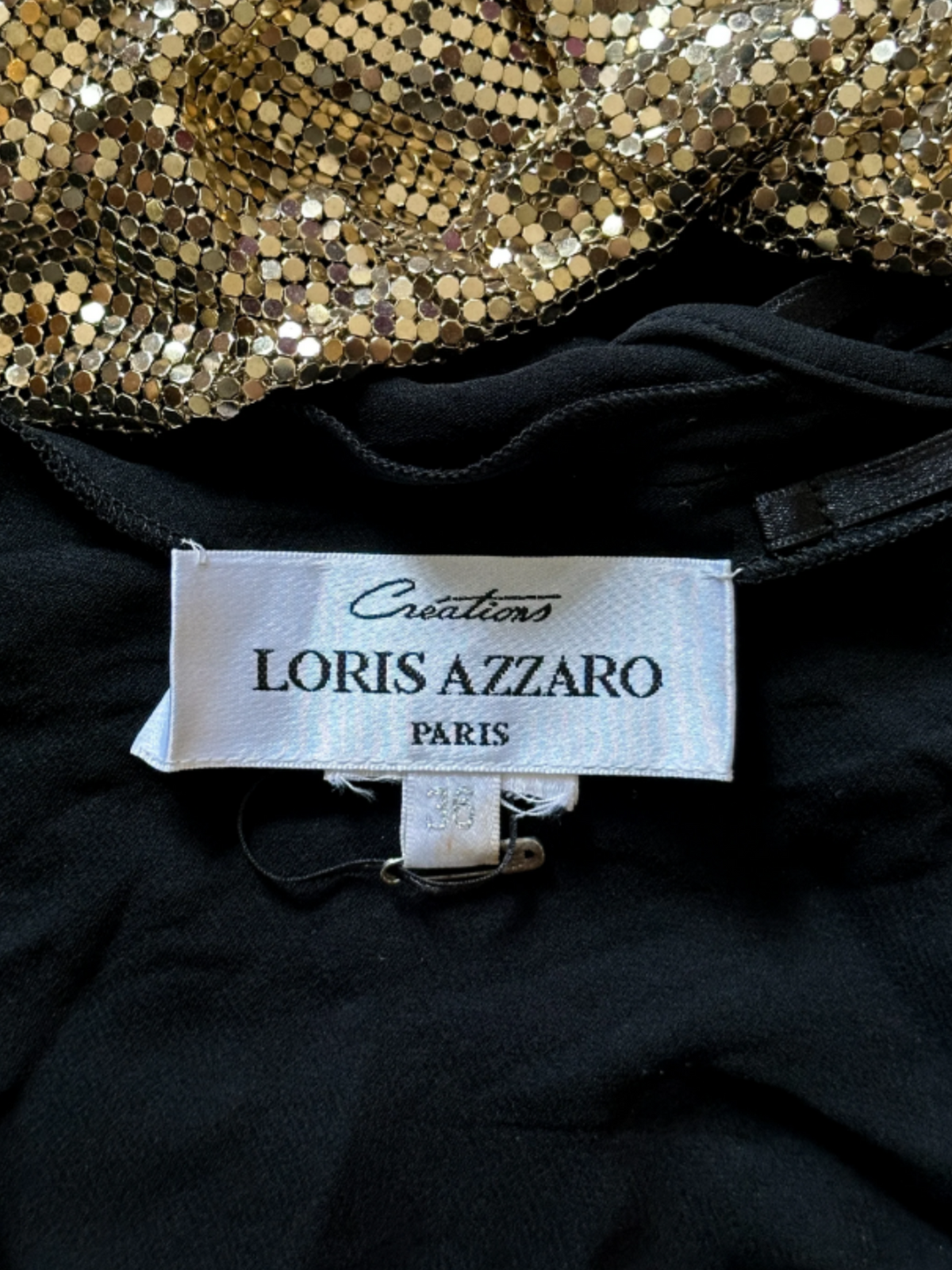 Loris Azzaro FW 1972 Gold and Black Metal Dress