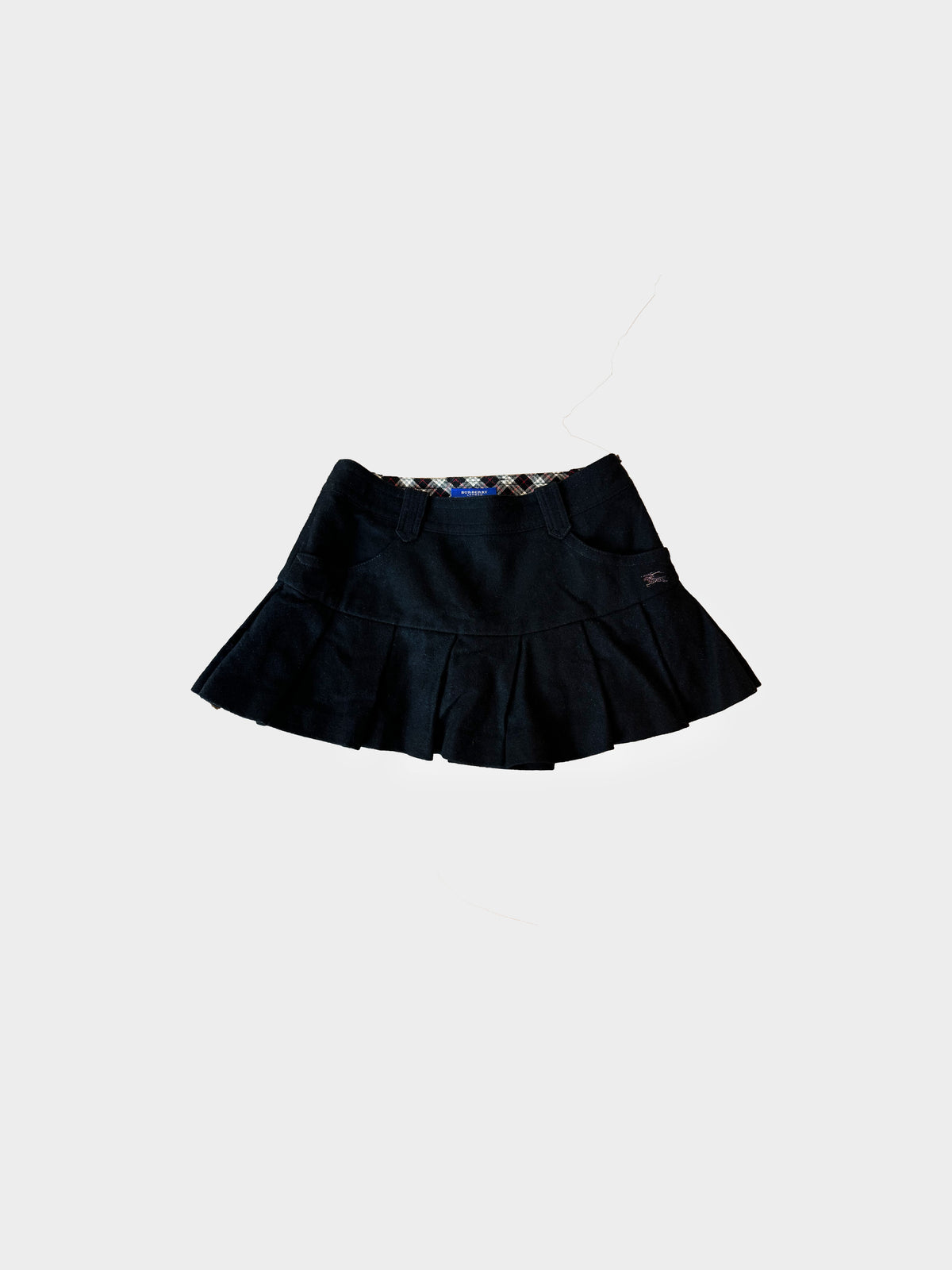 Burberry Blue Label 2000s Black Wool Pleated Mini Skirt