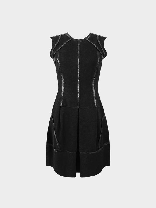 Prada 2007 Black Wool Tape Trim Dress