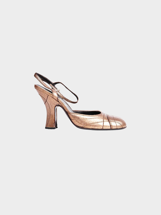 Prada FW 2000 Bronze Metallic Leather Pumps