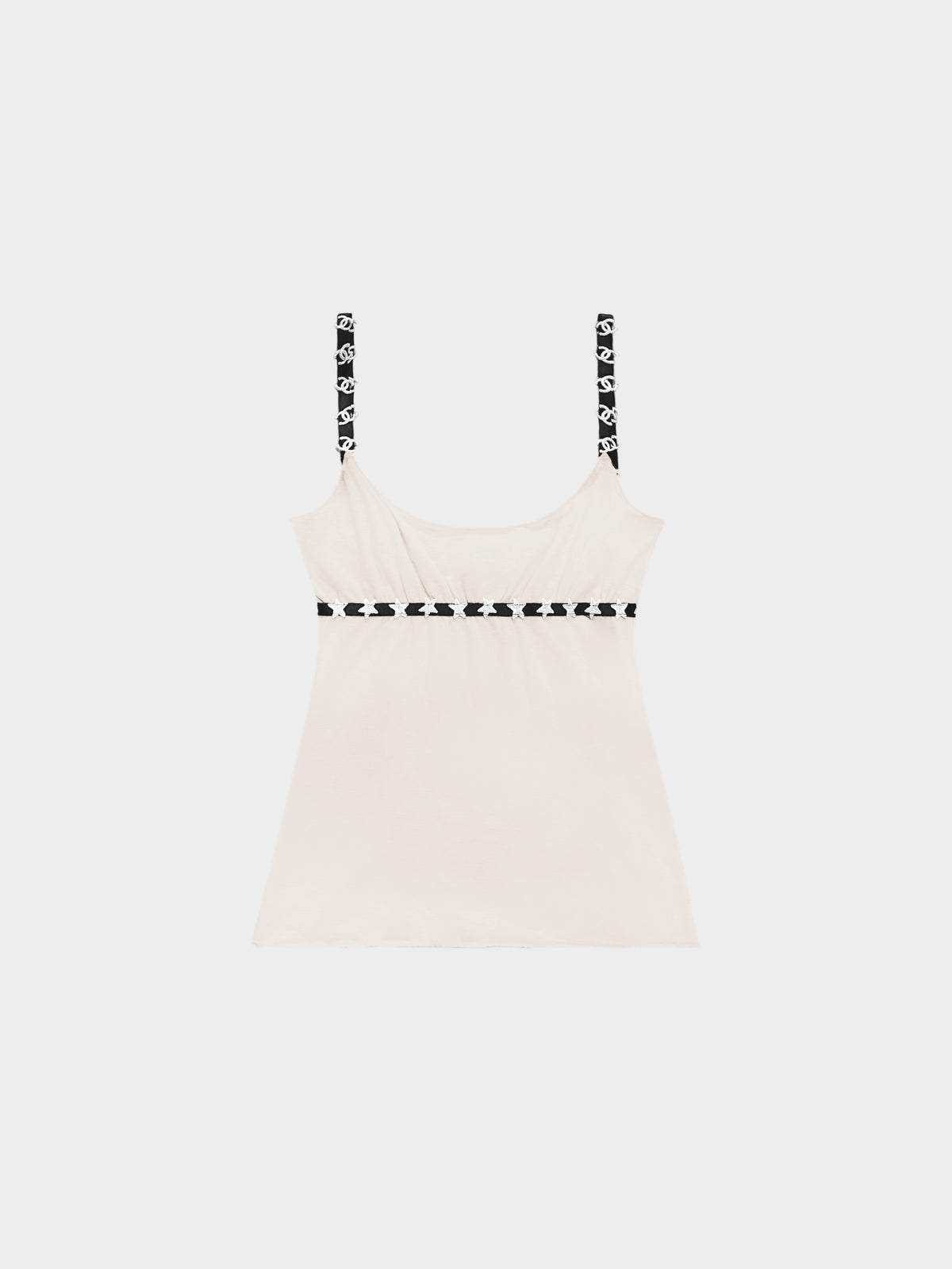 Chanel 2000s Beige Cashmere CC and Stars Tank Top