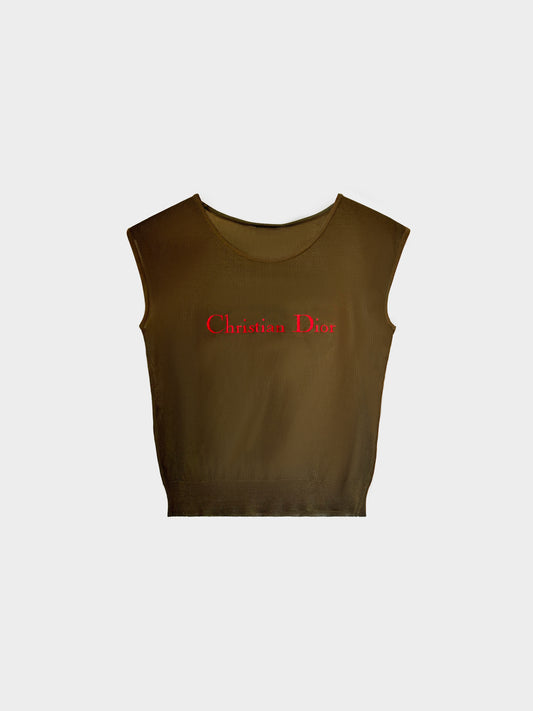 Christian Dior 2000s Green Logo Knit Top