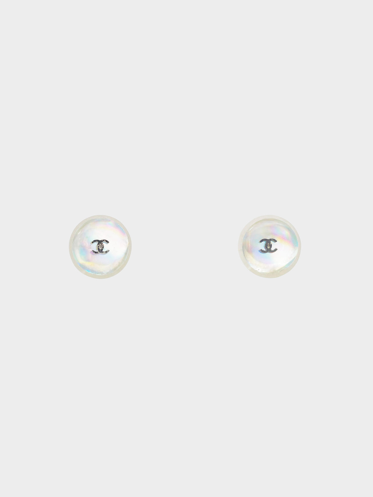 Chanel 2000s Resin Iridescent Round CC Earrings