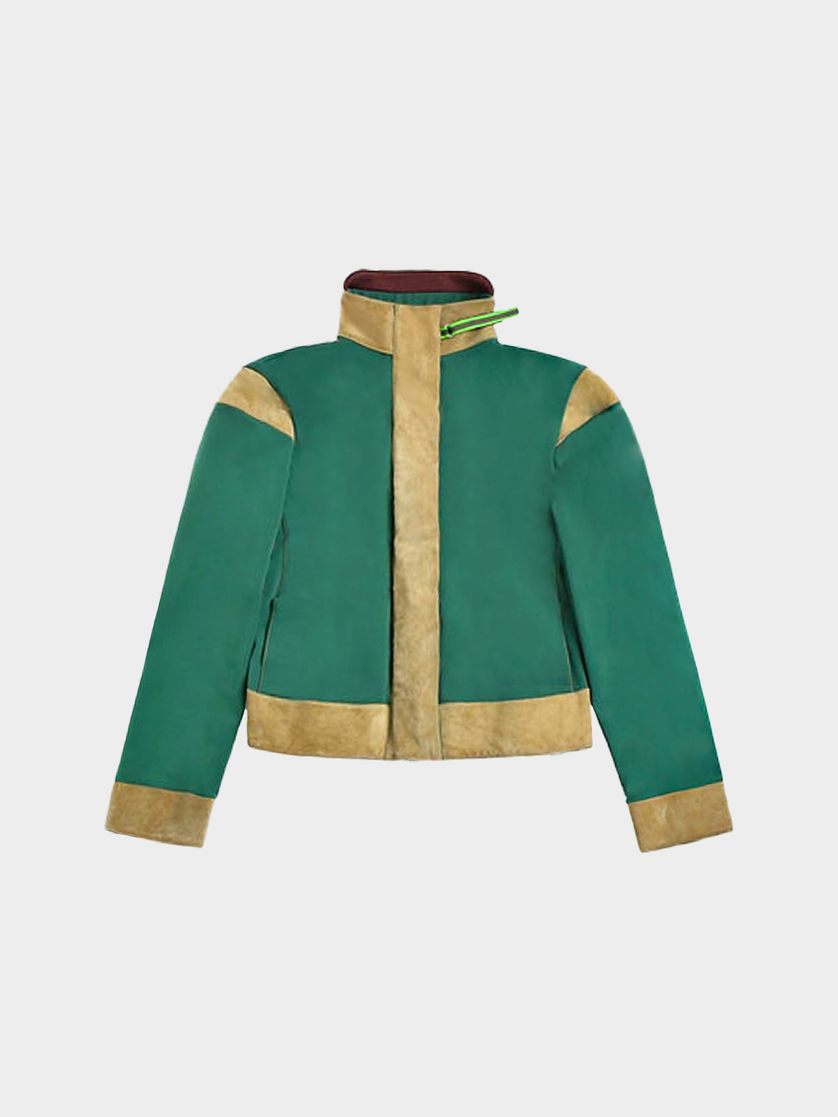 Miu Miu FW 1999 Runway Green Neoprene Suede Trim Jacket