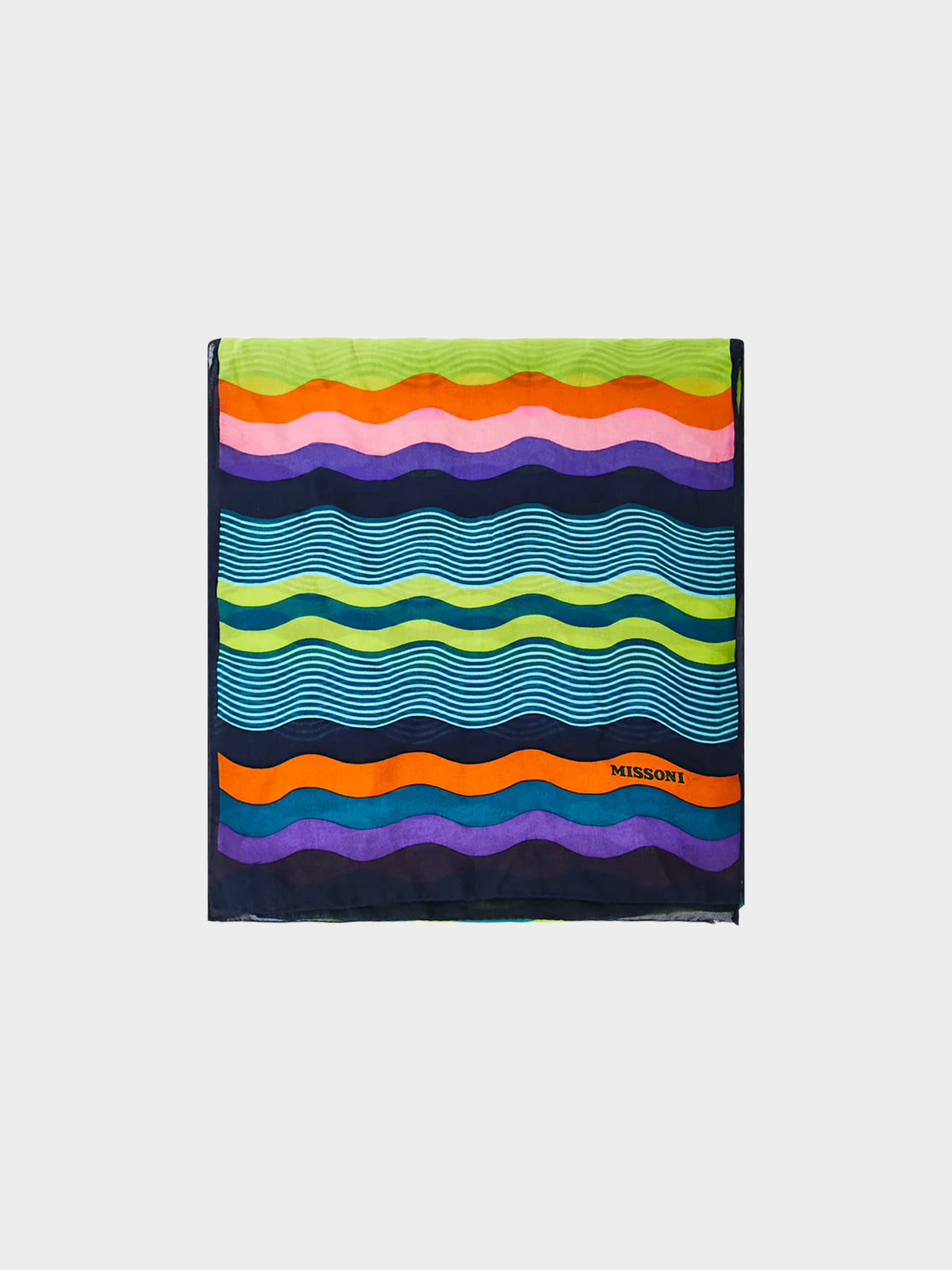 Missoni 2010s Multicolor Wave Print Silk Scarf