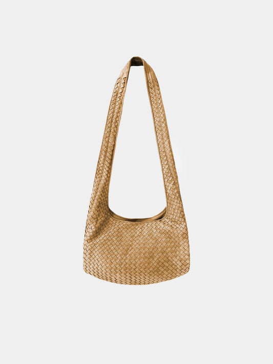 Bottega Veneta 2000s Beige Intrecciato Leather Hobo Bag