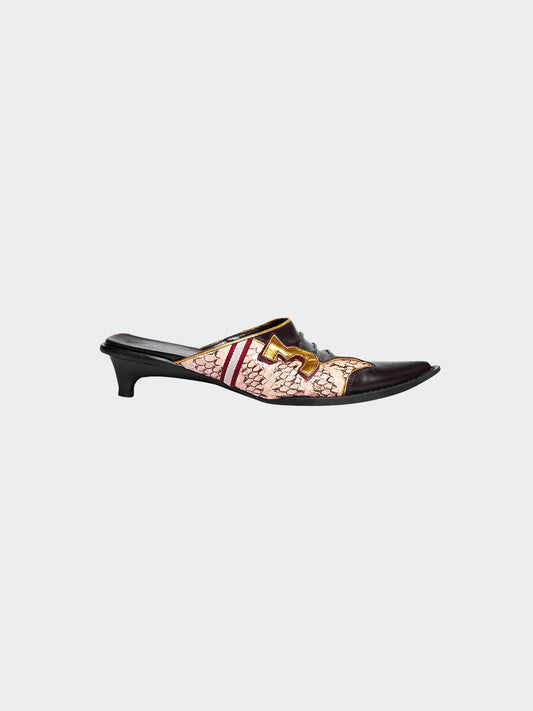 Miu Miu SS 2000 Dark Brown Leather 3 Pointed Toe Mules