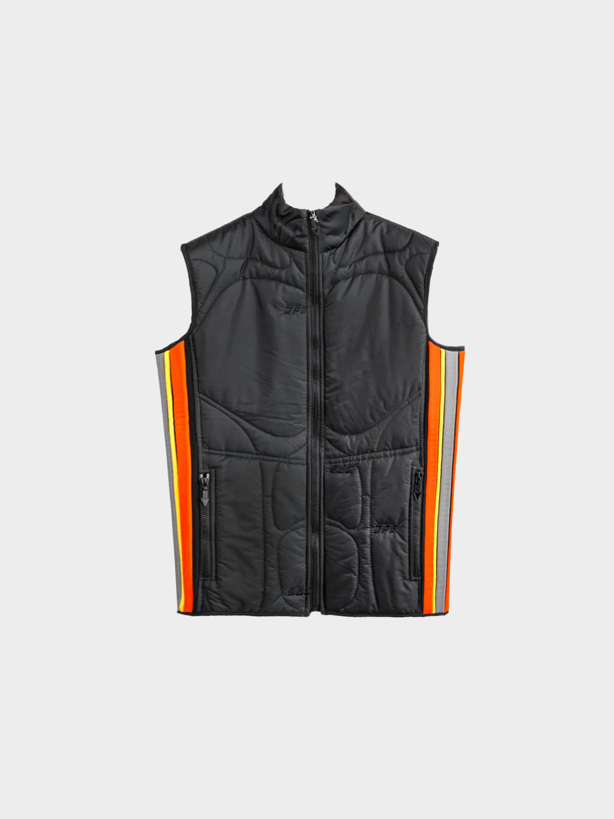 Jean Paul Gaultier 2020s Black Quilted Nylon Striped Ribbed Panel Vest