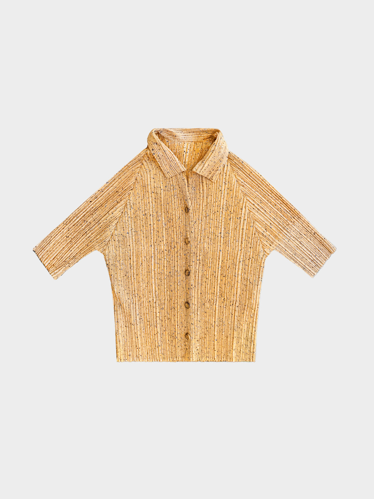 Issey Miyake Pleats Please 2000s Speckled Yellow Shirt