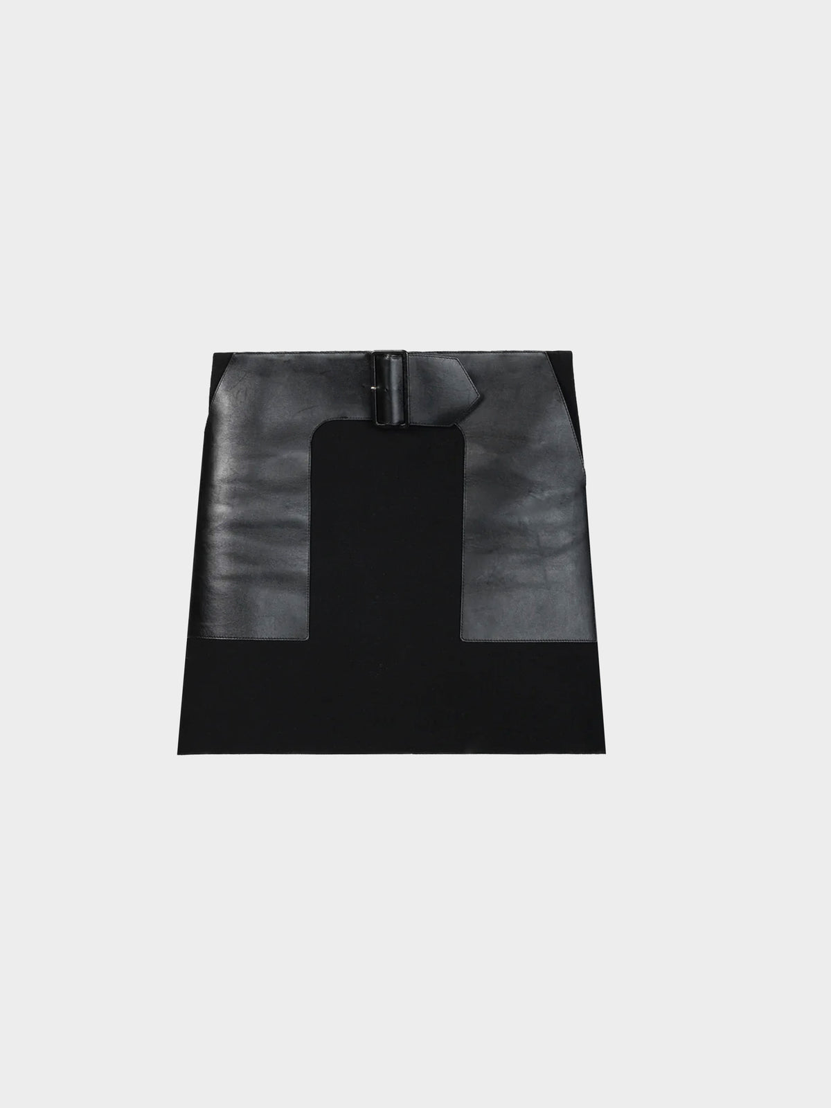 Céline by Phoebe Philo Pre-fall 2012 Black Wool And Leather Belted Skirt