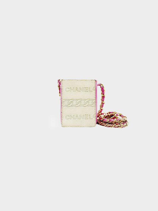 Chanel 2001 Pink Lambskin Leather and Pony Hair Logo Cigarette Case Bag