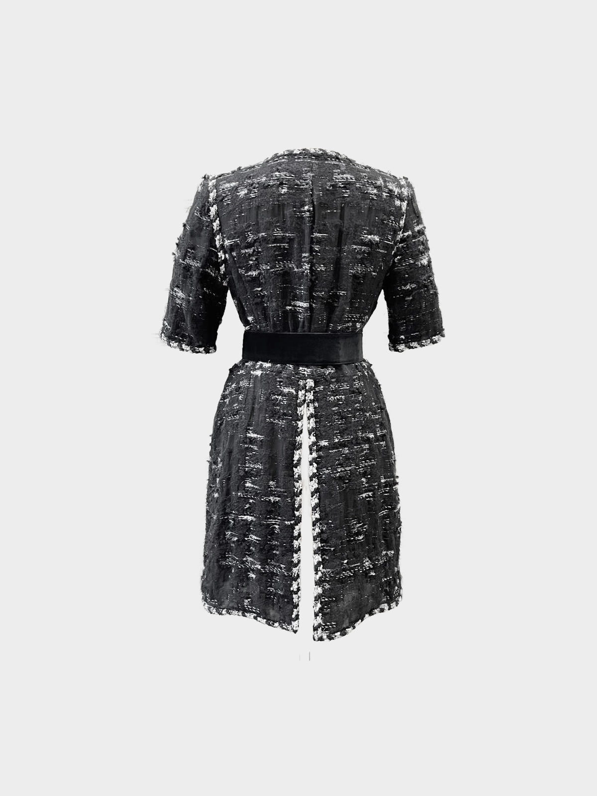 Chanel 2000s Black Boucle Wool Belted Jacket