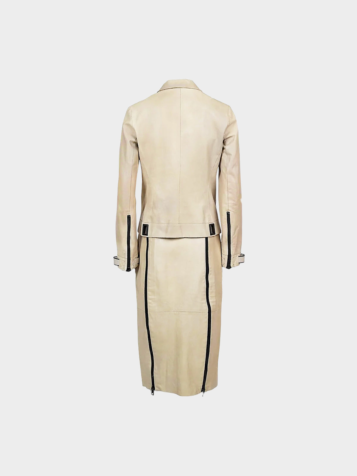 Miu Miu SS 2000 Beige Leather Jacket and Skirt Set