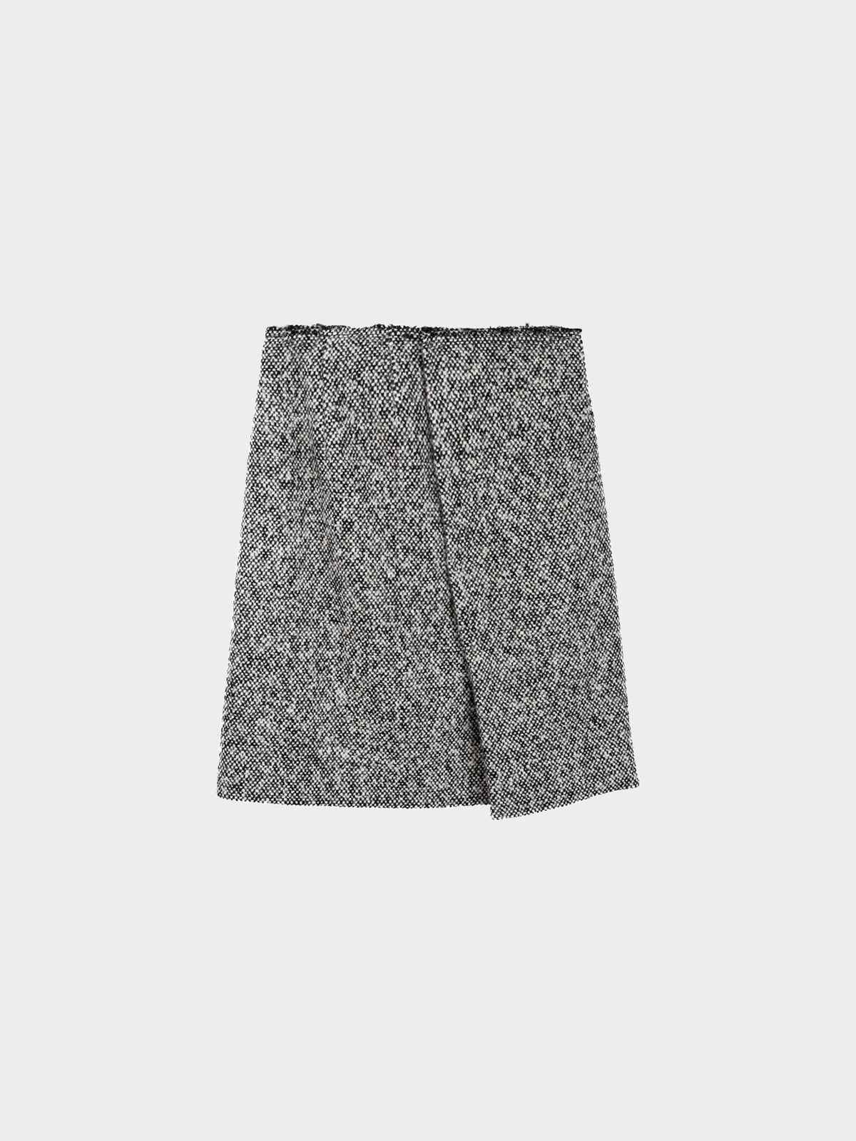 Miu Miu 2000s Mottled Wool Tweed Wrap Skirt
