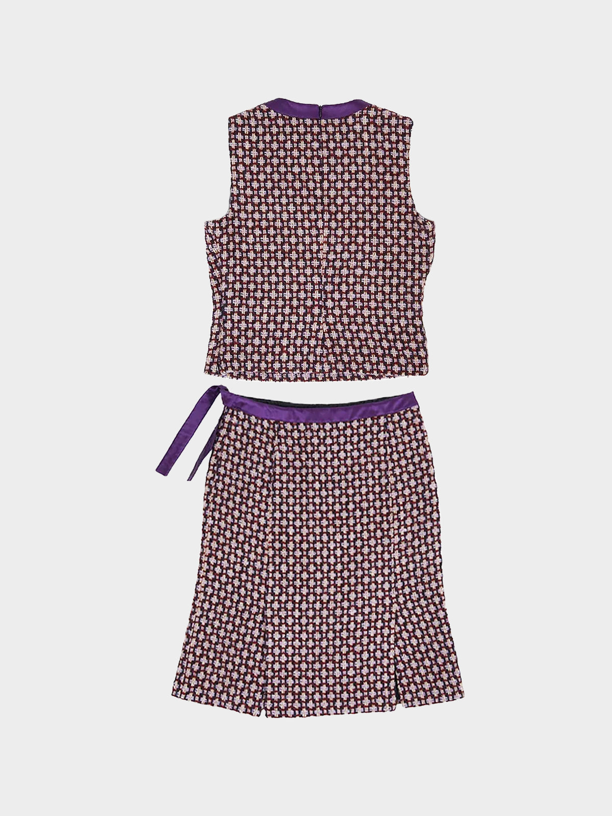 Miu Miu SS 2000 Virgin Wool Check Top and Skirt Set