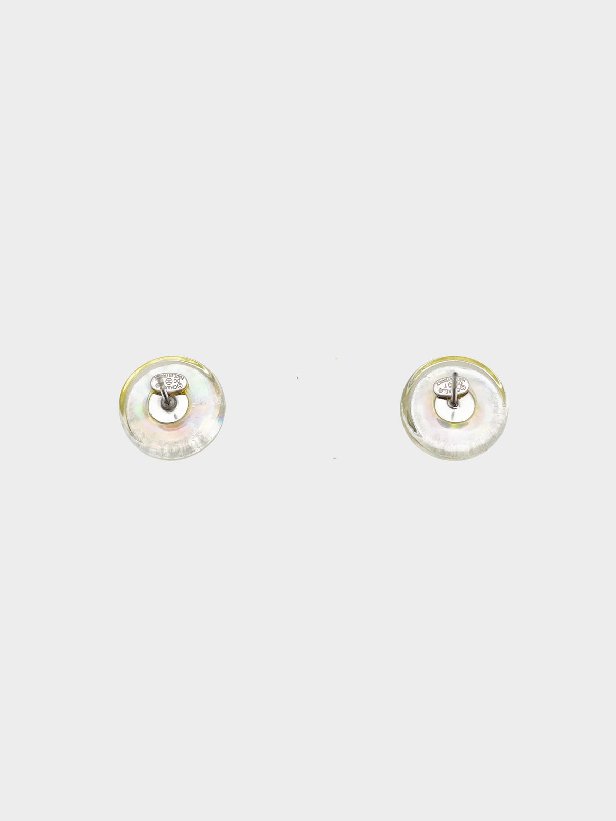 Chanel 2000s Resin Iridescent Round CC Earrings