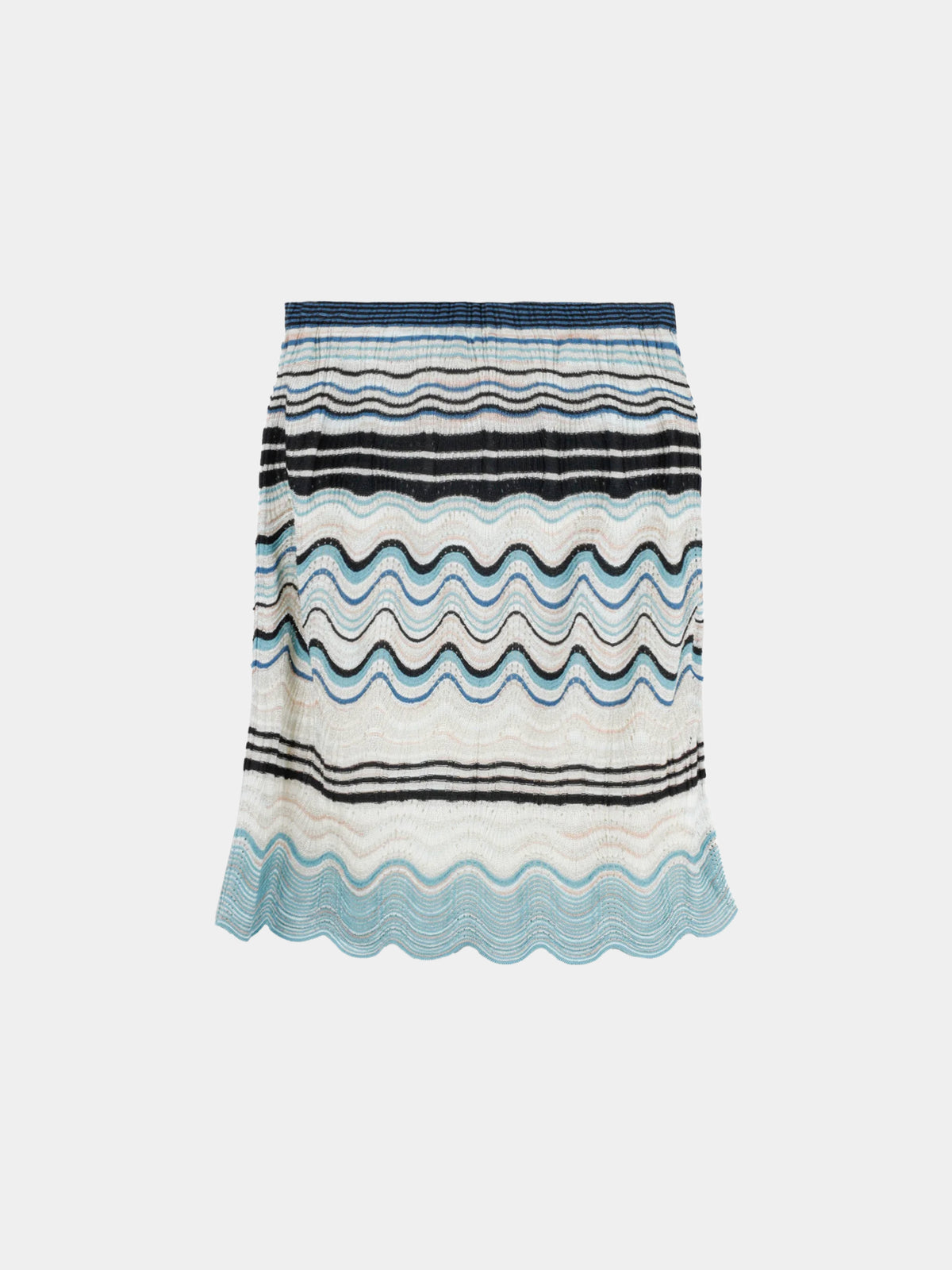 Missoni 1990s Striped Scalloped Hem Skirt