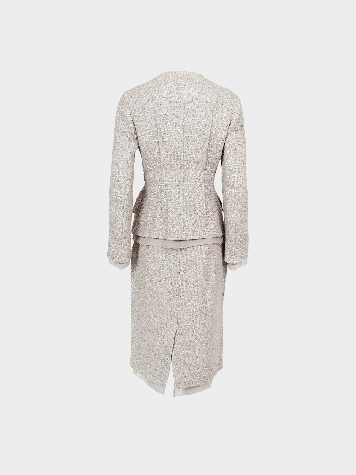 Prada 1990s Beige Tweed Jacket and Skirt Set