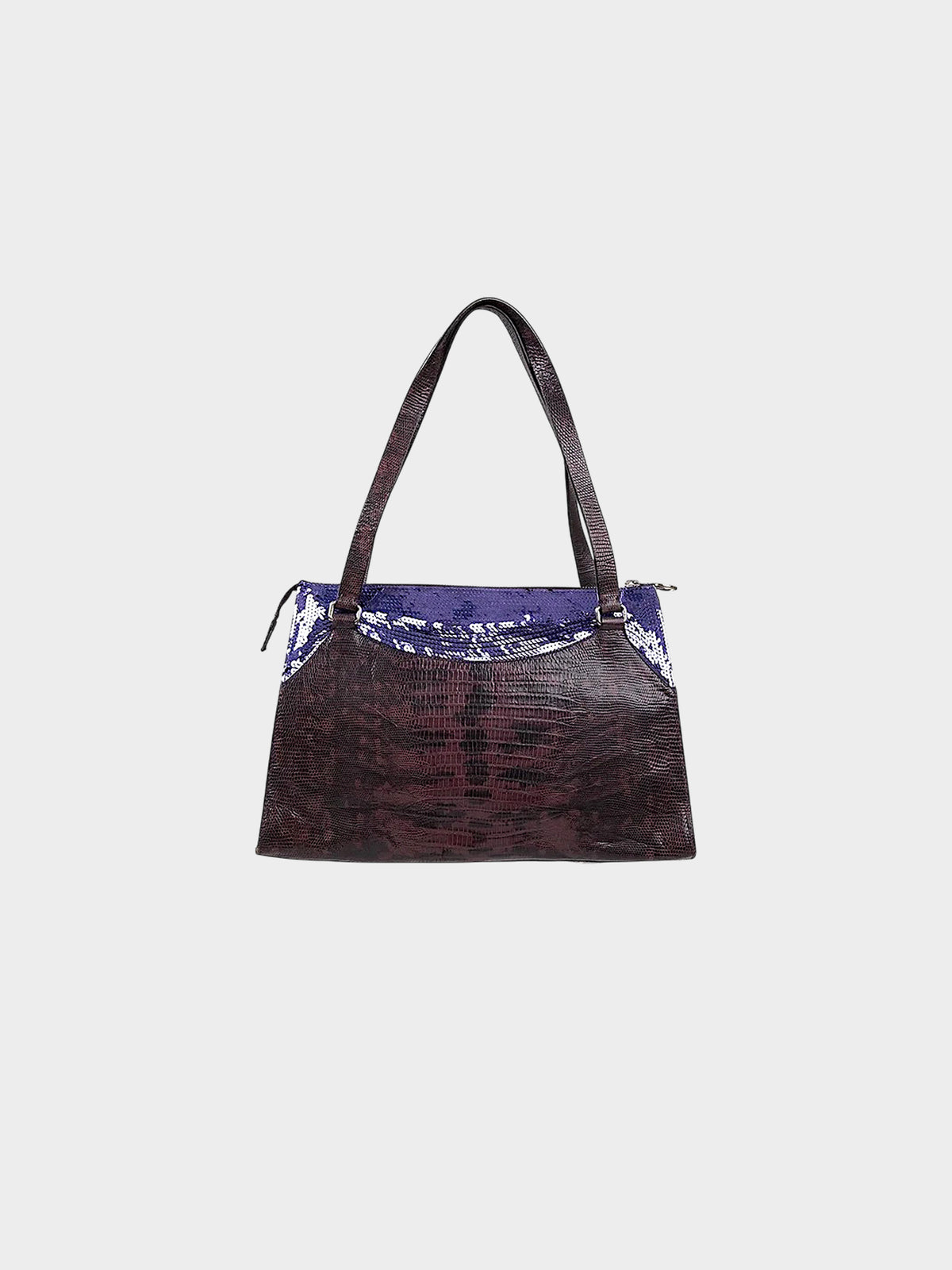 Miu Miu SS 2000 Purple Sequin and Reptile Embossed Leather Bag