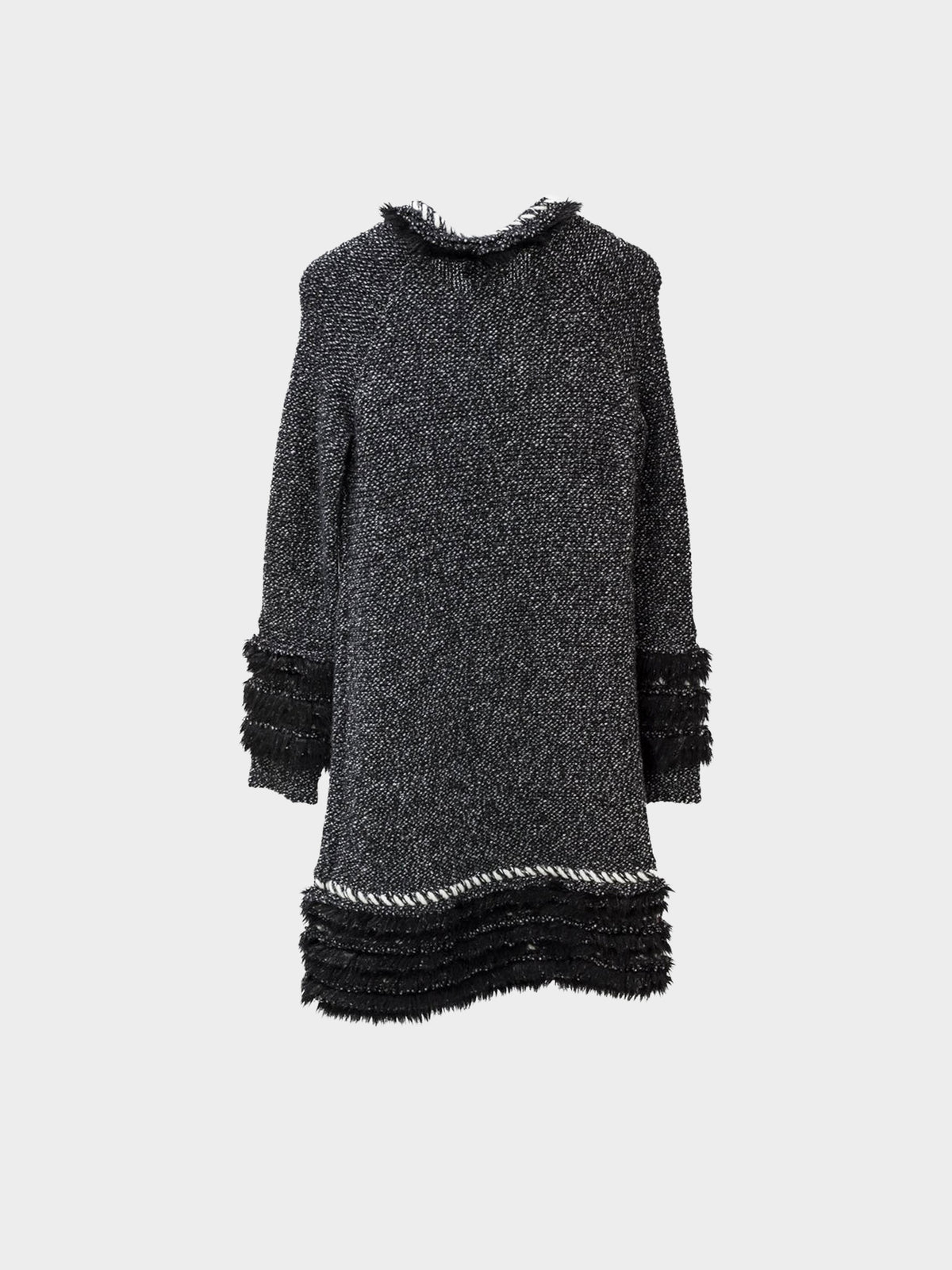 Chanel Fall 2010 Mottled Tweed and Faux-Fur Trim Sweater Dress
