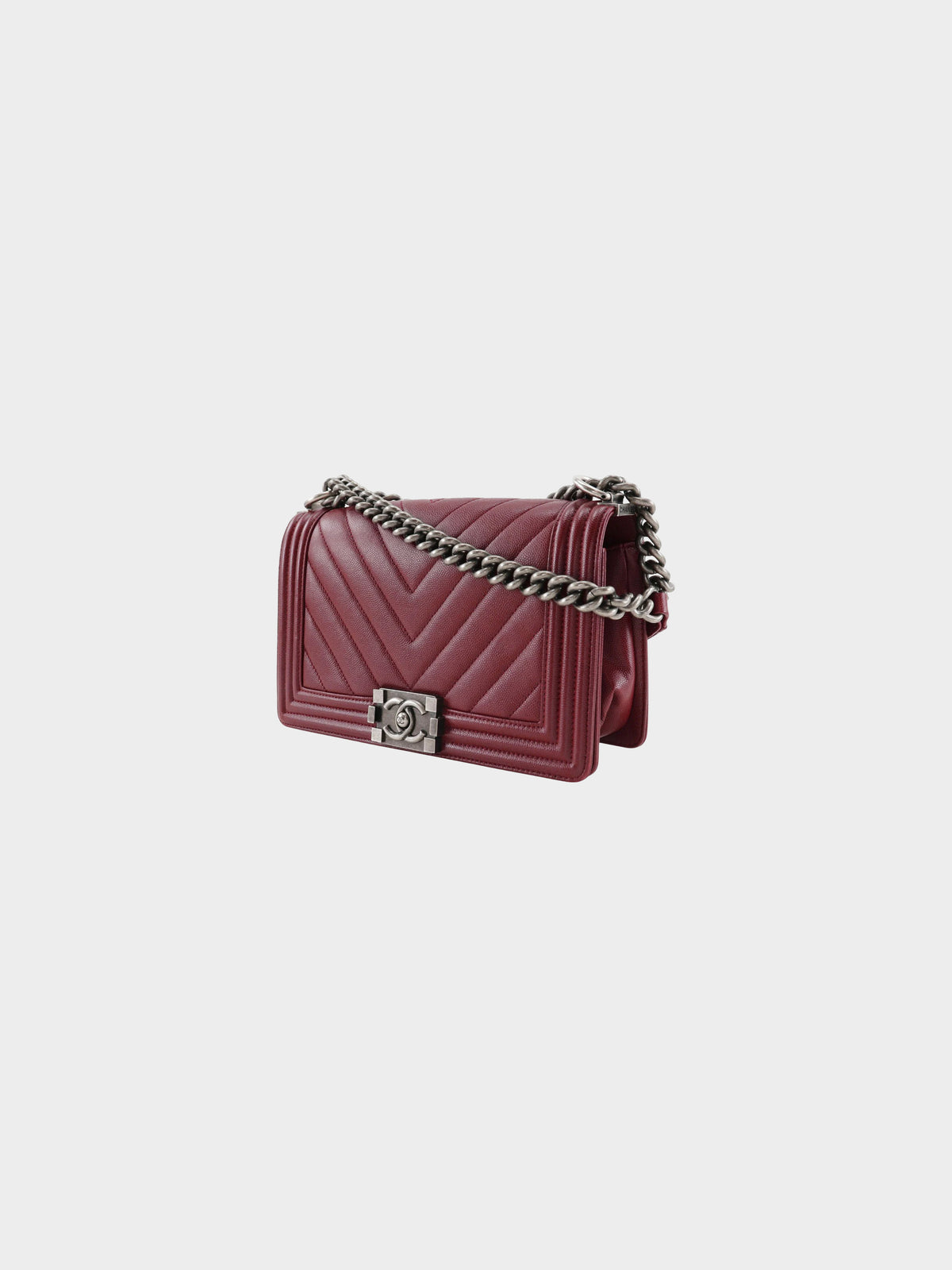 Chanel 2017 Burgundy Caviar Skin Boy Bag