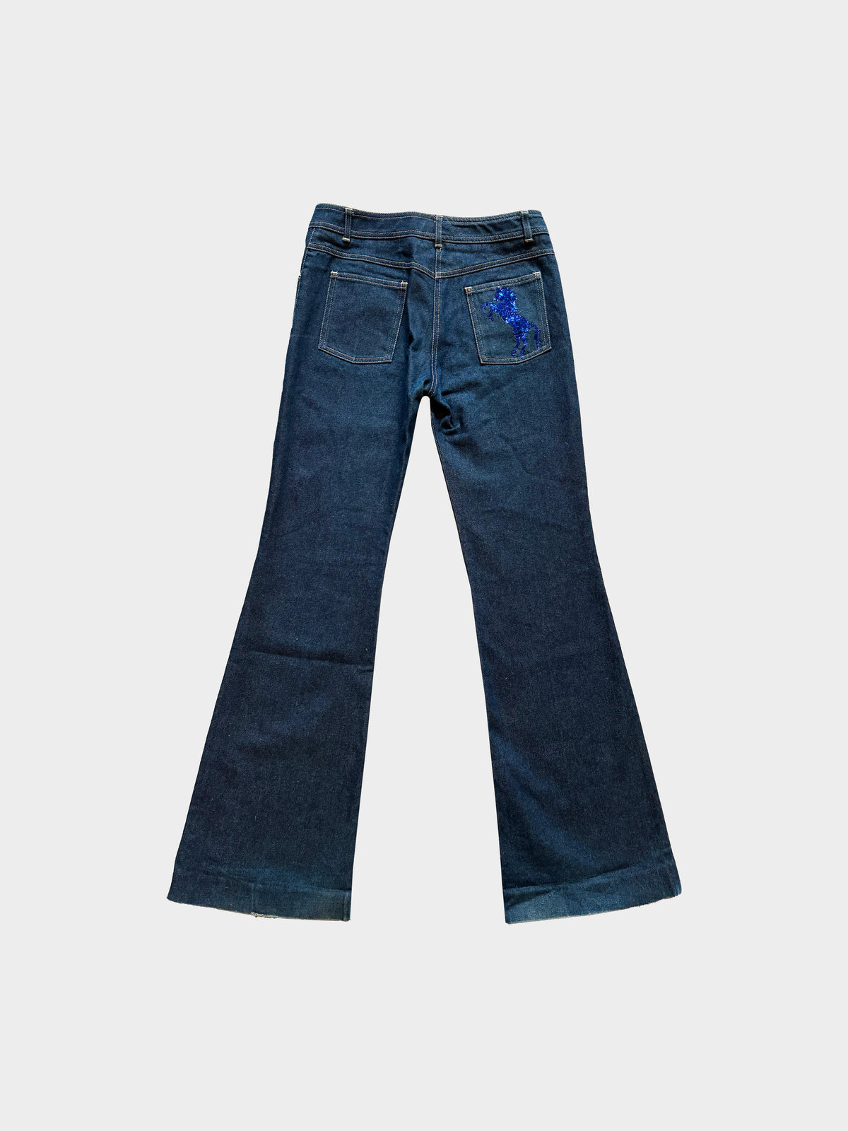 Chloe SS 2001 Sequin Embellished Horse Motif Flared Jeans