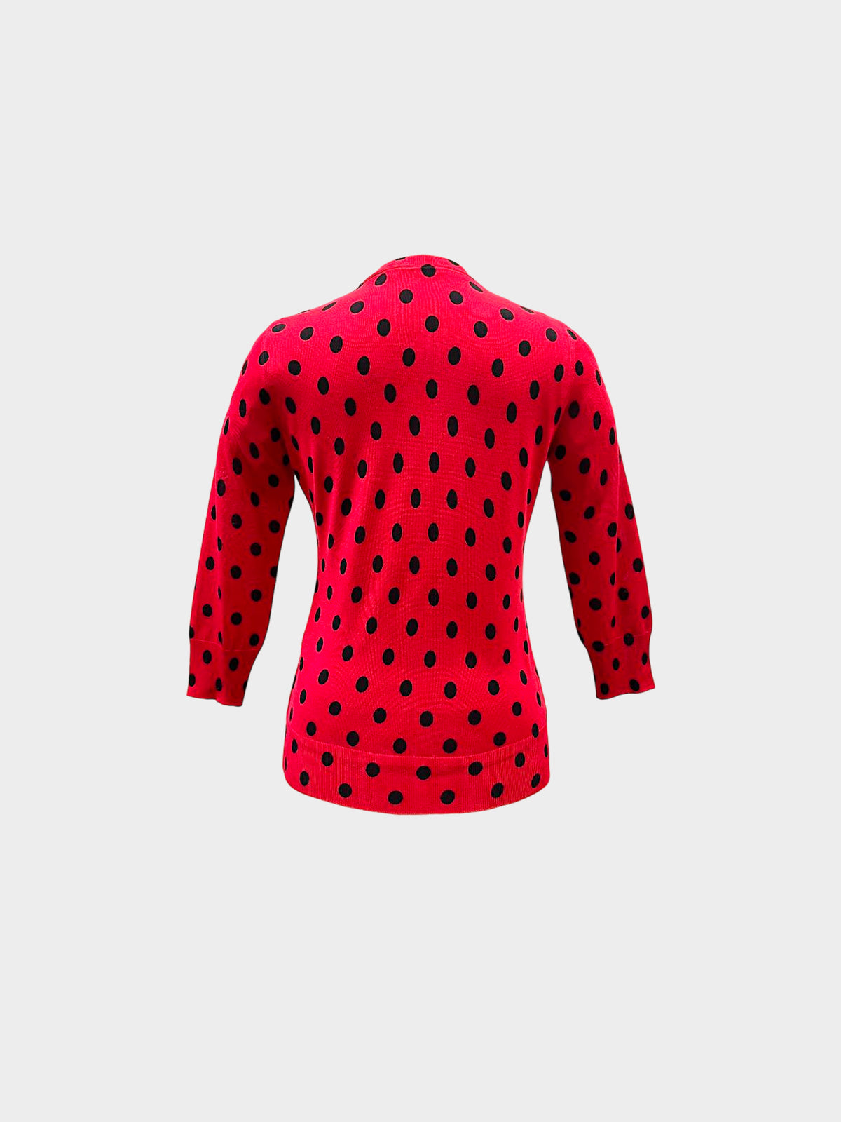 Dolce and Gabbana 2014 Red Silk Knit Polka Dot Cardigan and Top Set