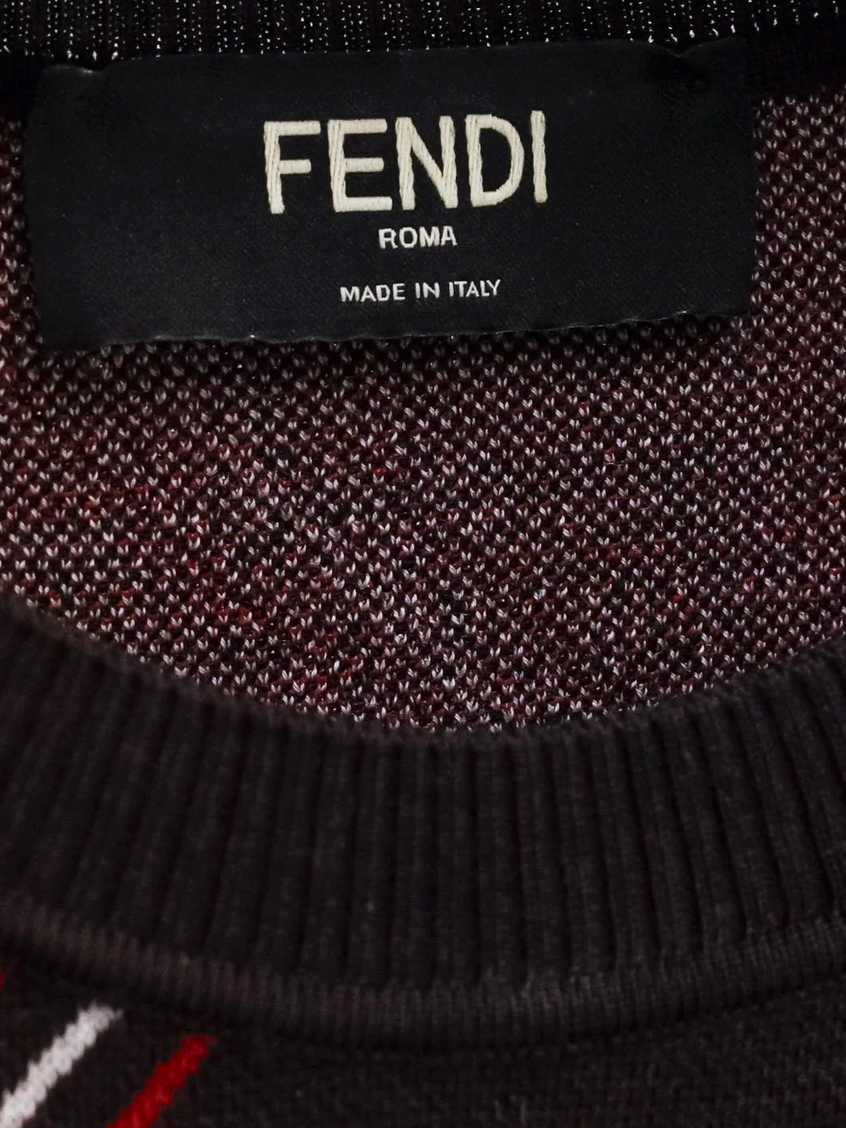 Fendi 2019 Men's Brown Diagonal Striped FF Logo Wool Knit Sweater