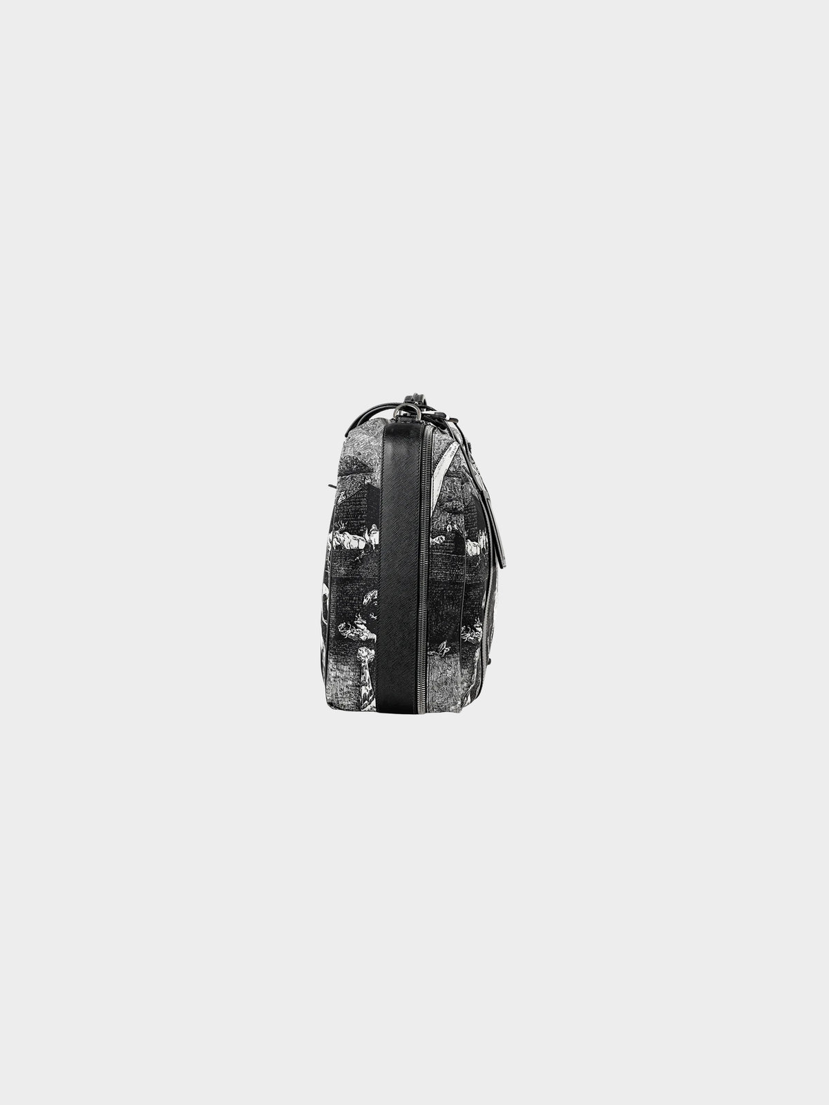 Prada AW 2016 Black Saffiano Leather and Nylon Animal Kingdom Suitcase